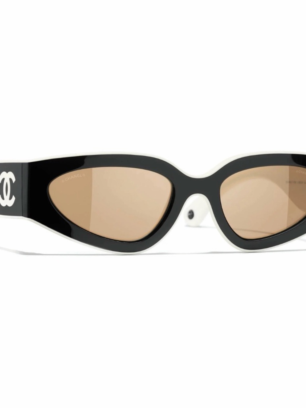 CHANEL Sunglasses Black &White Cat Eye CC Logo CH 6056 1656/53 - Picture 3 of 6